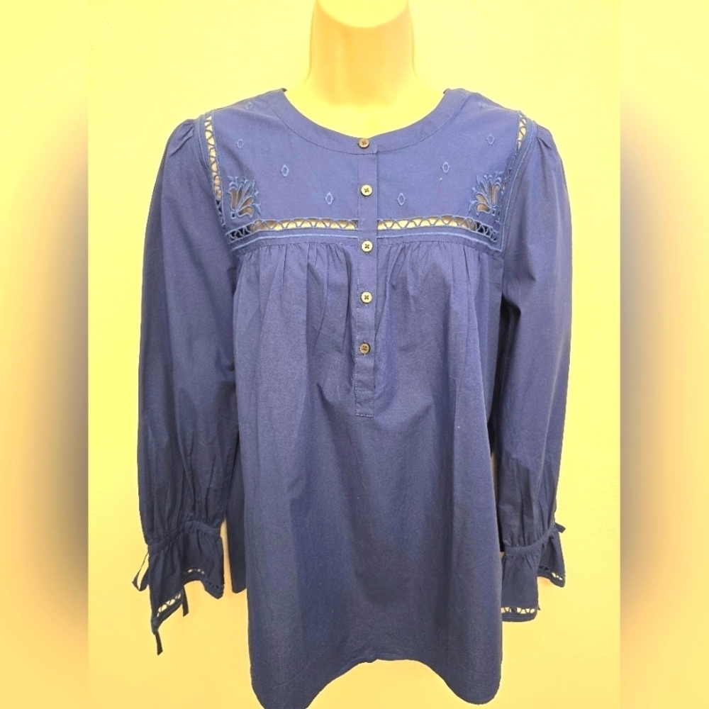 NWT LOFT Ladies Navy Long Sleeve Blouse
